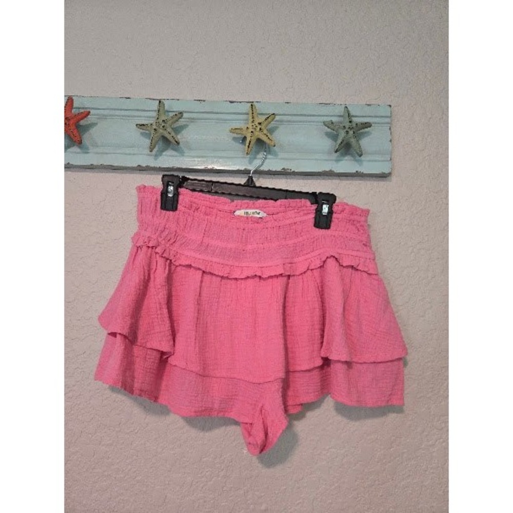 Anthropologie Celandine Ruffle Shorts Womens Medium Pink Rose
